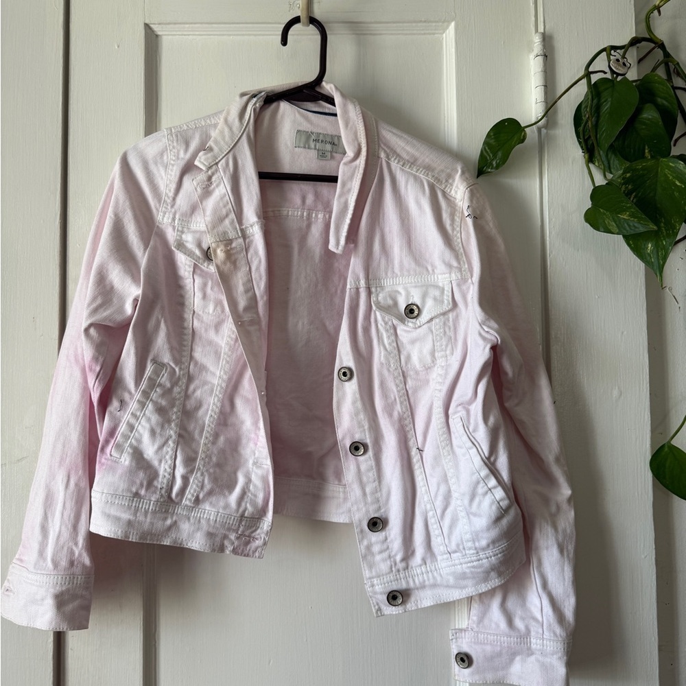Merona Pale Pink Denim Jacket size medium